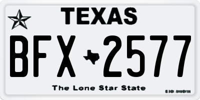 TX license plate BFX2577