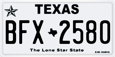 TX license plate BFX2580