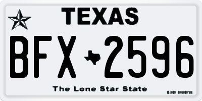 TX license plate BFX2596