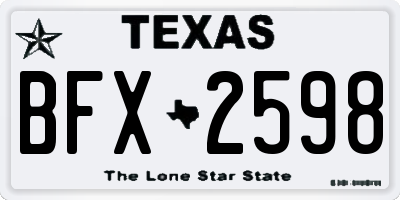 TX license plate BFX2598