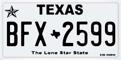 TX license plate BFX2599