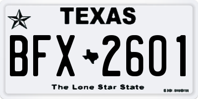 TX license plate BFX2601