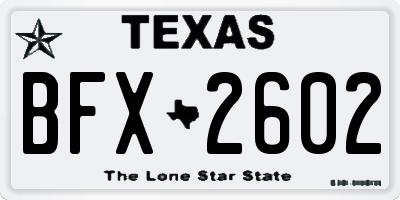 TX license plate BFX2602