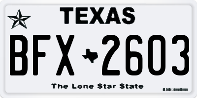 TX license plate BFX2603