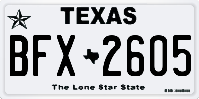 TX license plate BFX2605