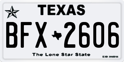 TX license plate BFX2606