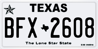 TX license plate BFX2608