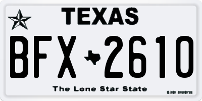 TX license plate BFX2610