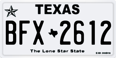 TX license plate BFX2612