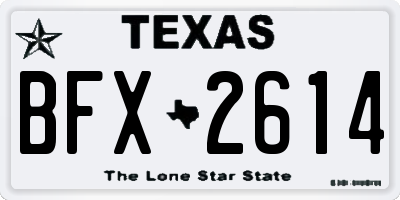TX license plate BFX2614