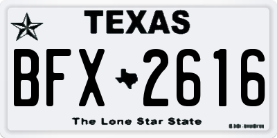 TX license plate BFX2616