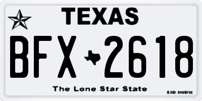 TX license plate BFX2618