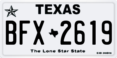 TX license plate BFX2619