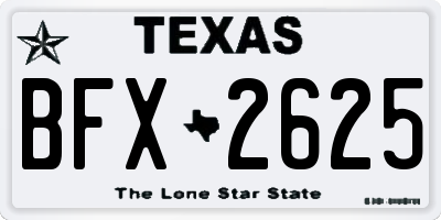 TX license plate BFX2625