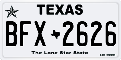 TX license plate BFX2626