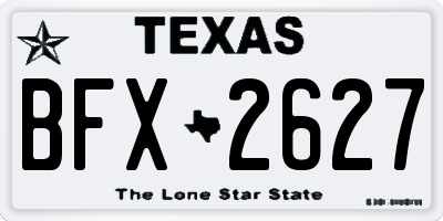 TX license plate BFX2627