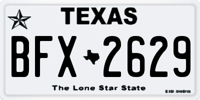 TX license plate BFX2629