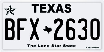 TX license plate BFX2630