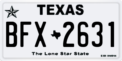 TX license plate BFX2631