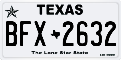 TX license plate BFX2632