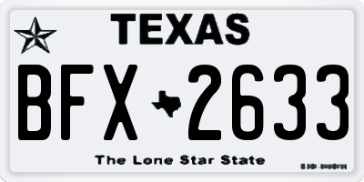 TX license plate BFX2633