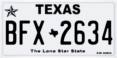 TX license plate BFX2634