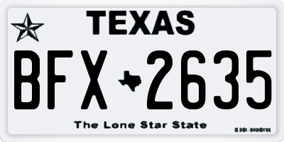 TX license plate BFX2635