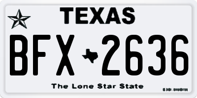 TX license plate BFX2636