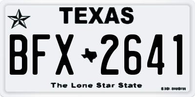 TX license plate BFX2641