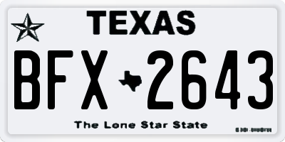 TX license plate BFX2643