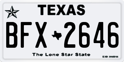 TX license plate BFX2646
