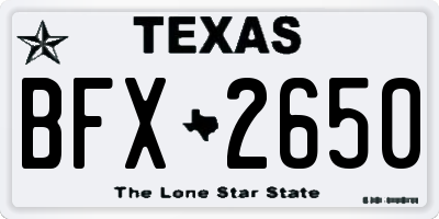 TX license plate BFX2650