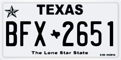 TX license plate BFX2651