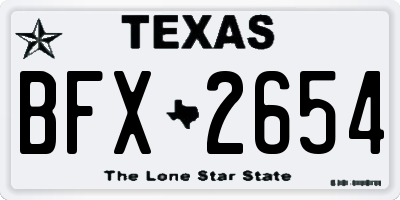TX license plate BFX2654