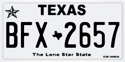 TX license plate BFX2657