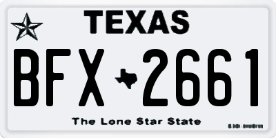 TX license plate BFX2661