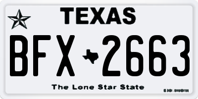 TX license plate BFX2663