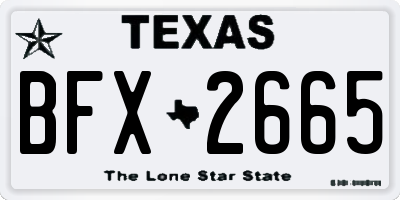 TX license plate BFX2665