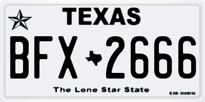 TX license plate BFX2666