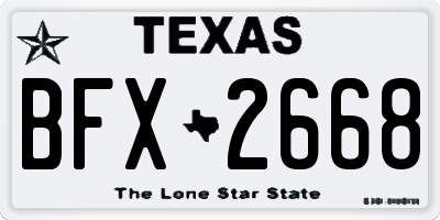 TX license plate BFX2668