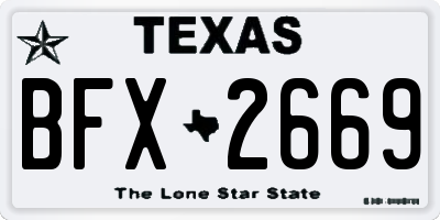 TX license plate BFX2669