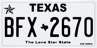 TX license plate BFX2670