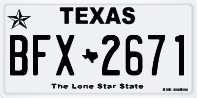 TX license plate BFX2671