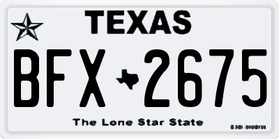 TX license plate BFX2675