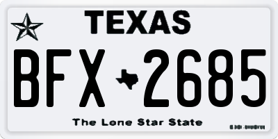 TX license plate BFX2685