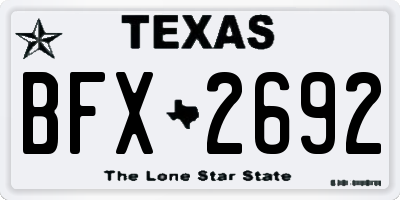 TX license plate BFX2692