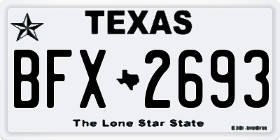 TX license plate BFX2693