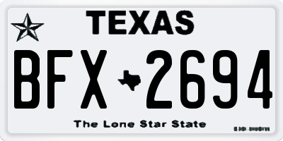 TX license plate BFX2694