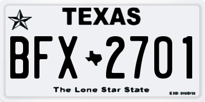 TX license plate BFX2701