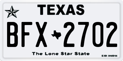TX license plate BFX2702